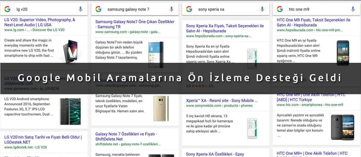 Google Mobil Aramalarına Ön İzleme Desteği Geldi