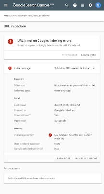 URL, HTML'deki "noindex" meta etiketi nedeniyle dizine eklenmedi