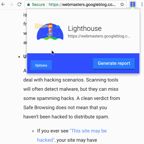 Google Lighthouse Chrome Eklentisi