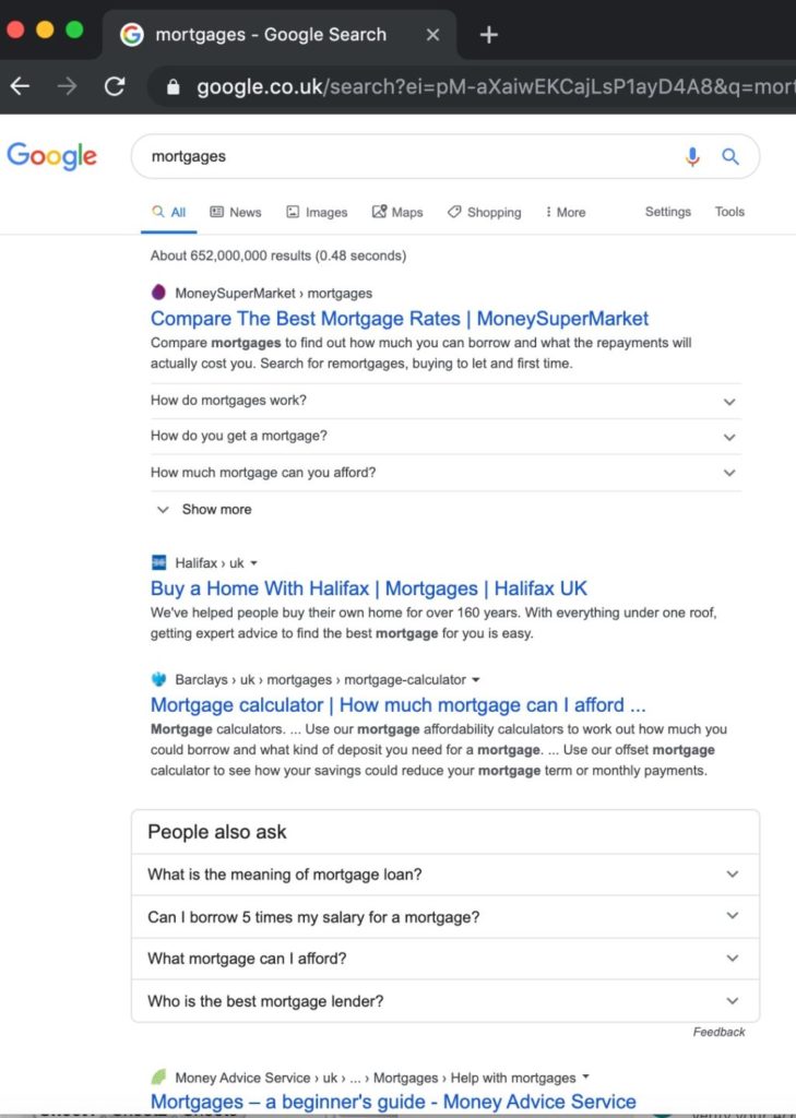 Google URL'siz arama sonuçları