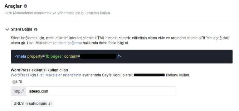 Facebook Anlık Makaleler (Instant Articles) Kurulumu Resimli Anlatım 5