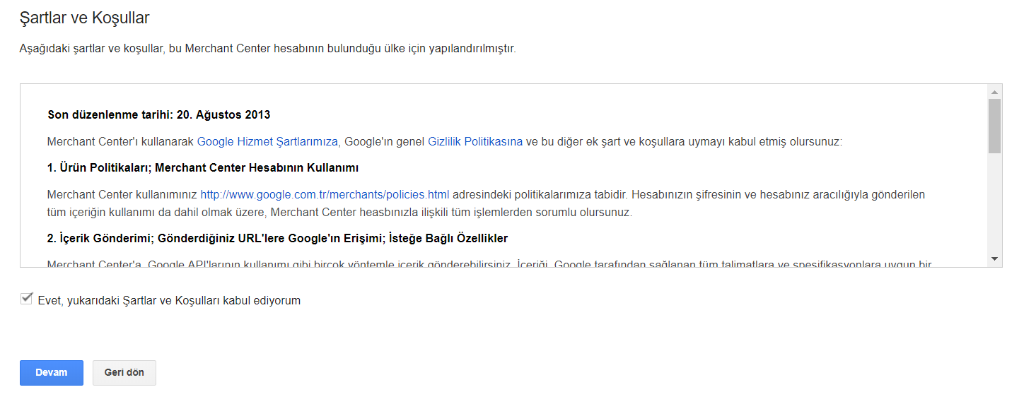 Google Merchant Center Hesabı Oluşturma