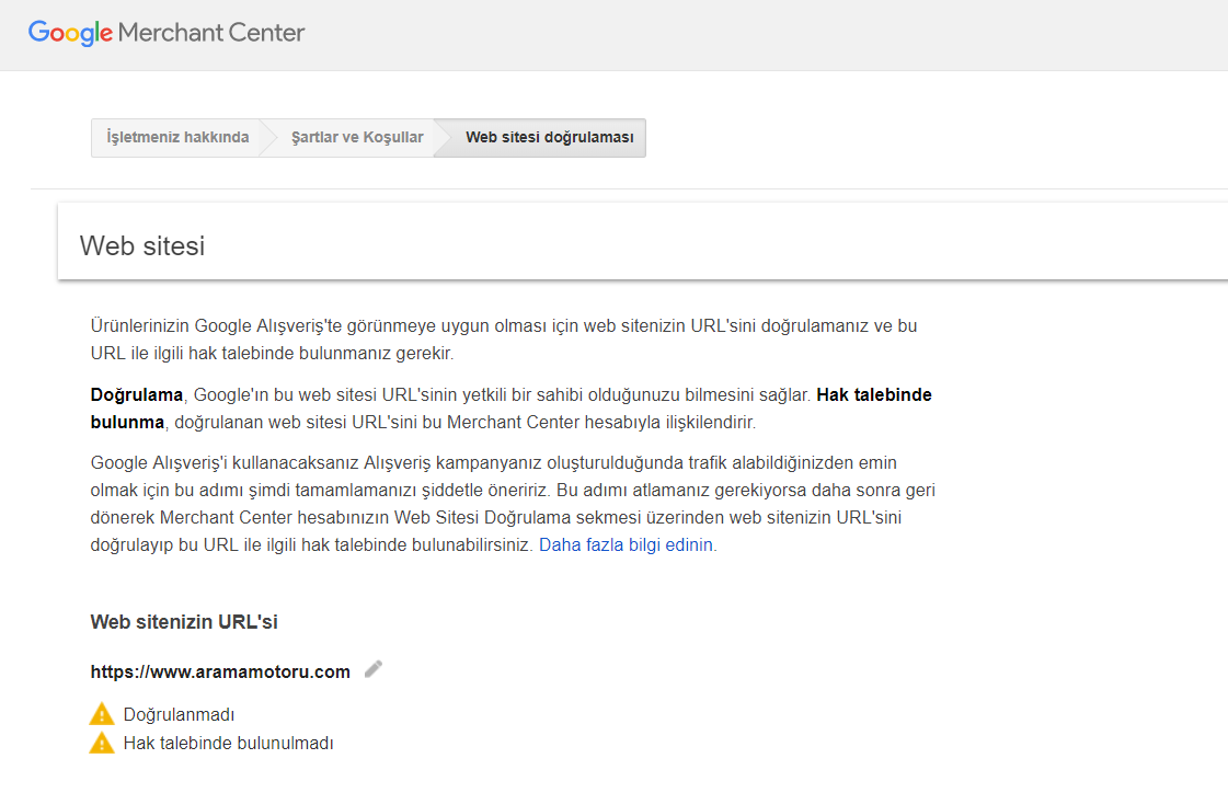 Google Merchant Center Hesabı Oluşturma