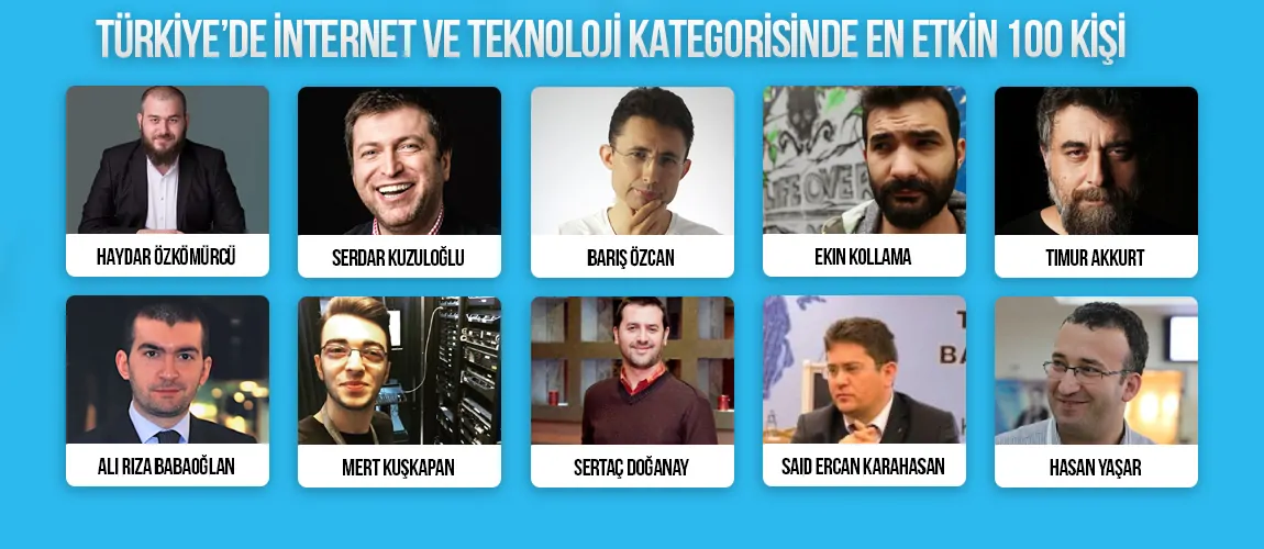 Türkiye’de İnternet ve Teknoloji Kategorisinde En Etkin 100 Kişi