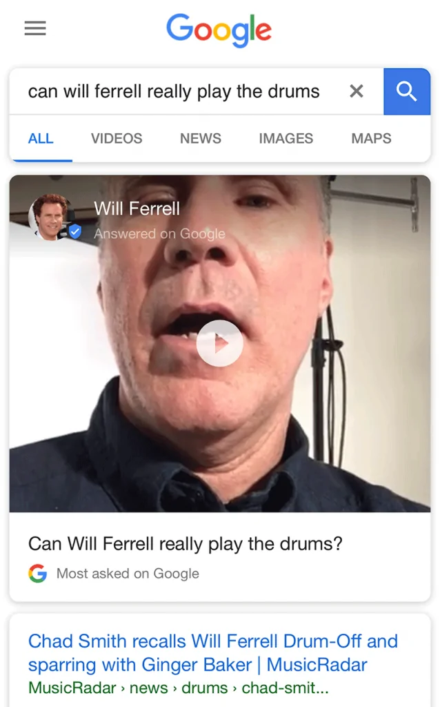 Google Cameos : Ferrell gerçekten davul çalabiliyor mu?