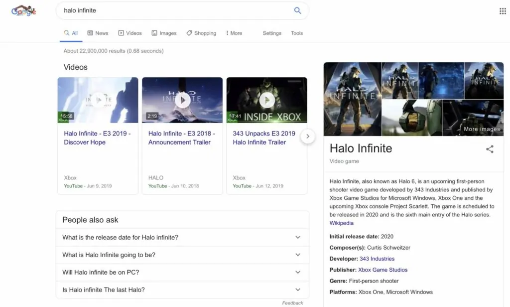 Google video oyunları arama sayfası