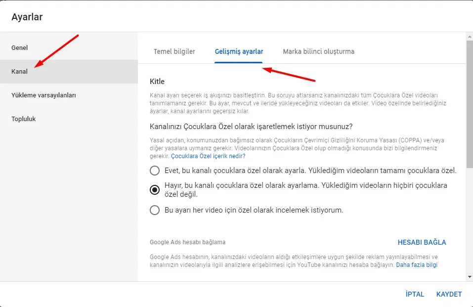 youTube Çocuklara Özel İçerik Ayarlama