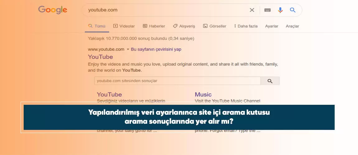 Yapılandırılmış veri ayarlanınca site içi arama kutusu arama sonuçlarında yer alır mı?