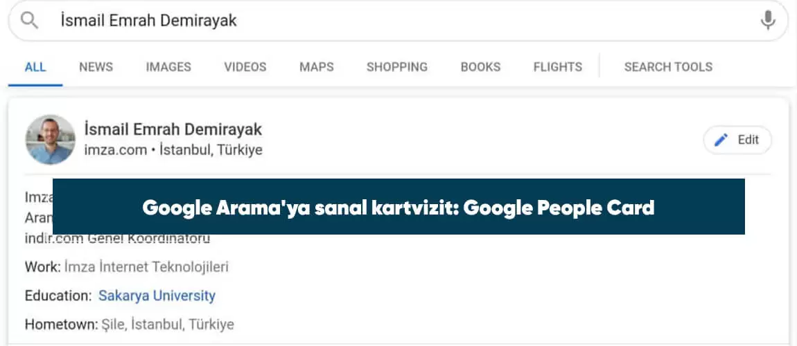Google Arama'ya sanal kartvizit: Google People Card